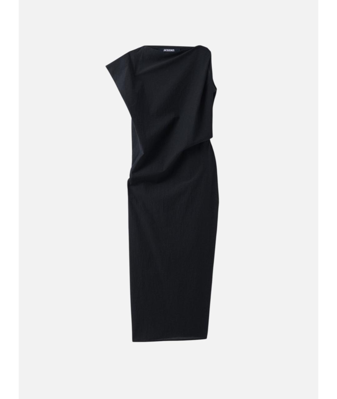JACQUEMUS Черное хлопковое коктейльное платье, фото 6