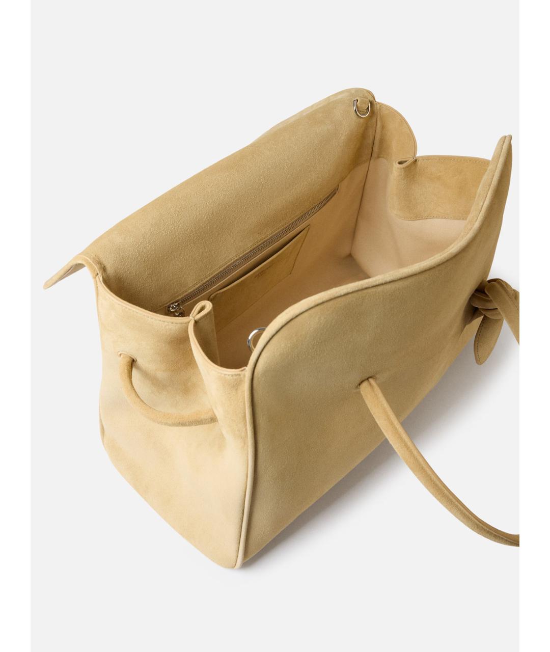 JACQUEMUS Бежевая замшевая сумка тоут, фото 5