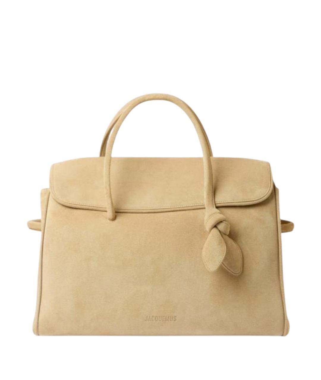 JACQUEMUS Бежевая замшевая сумка тоут, фото 1