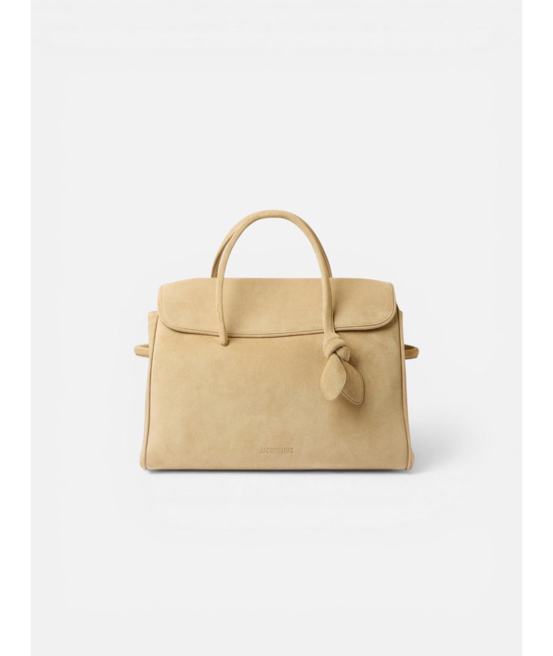 JACQUEMUS Бежевая замшевая сумка тоут, фото 6