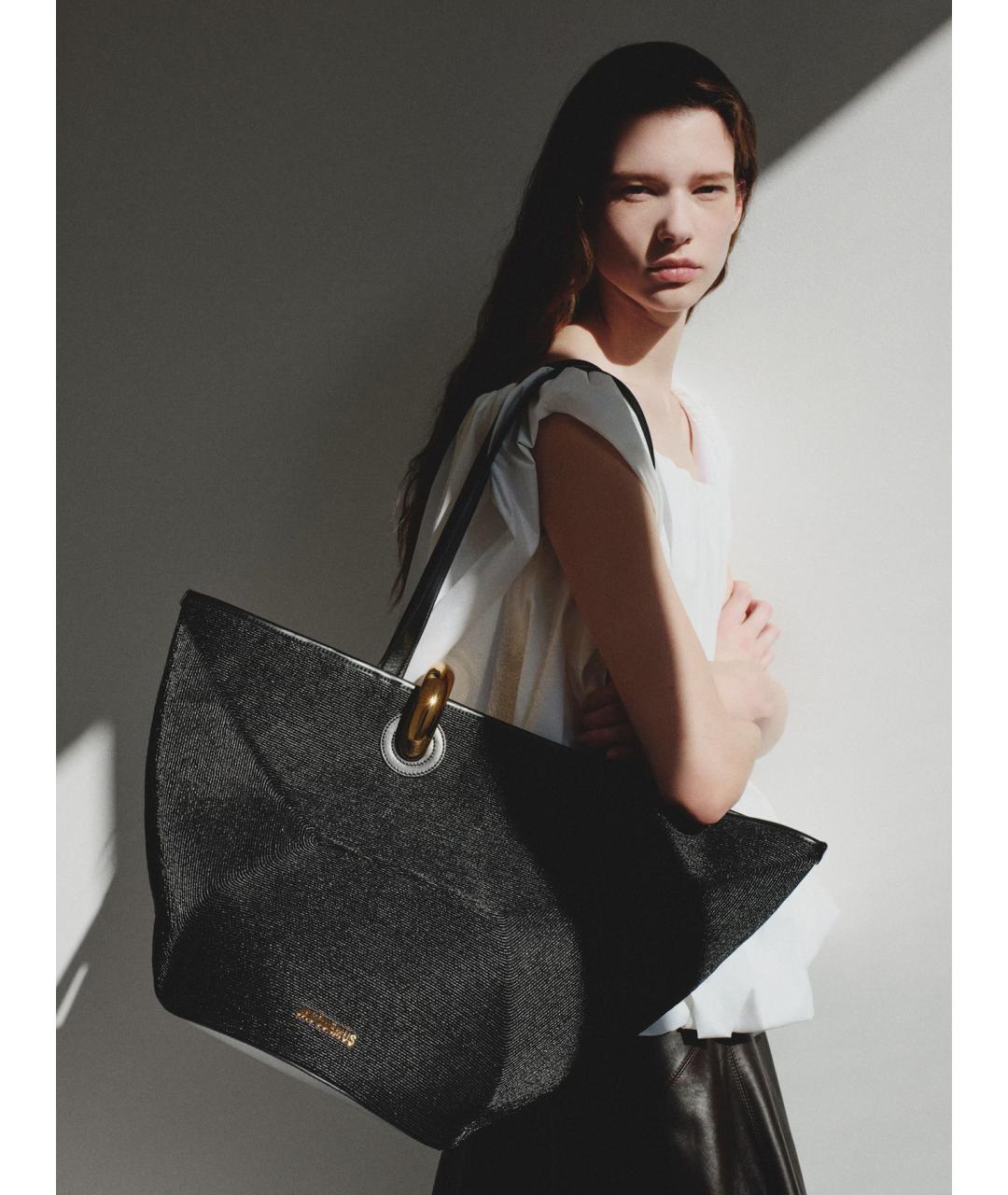 JACQUEMUS Черная синтетическая сумка тоут, фото 2