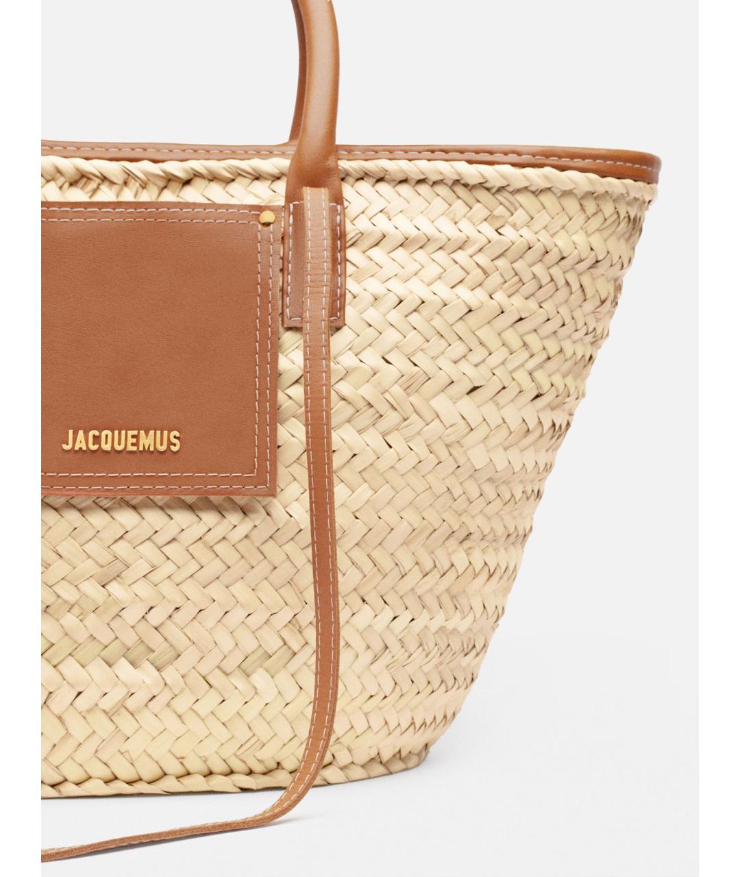 JACQUEMUS Бежевая пелетеная сумка тоут, фото 5