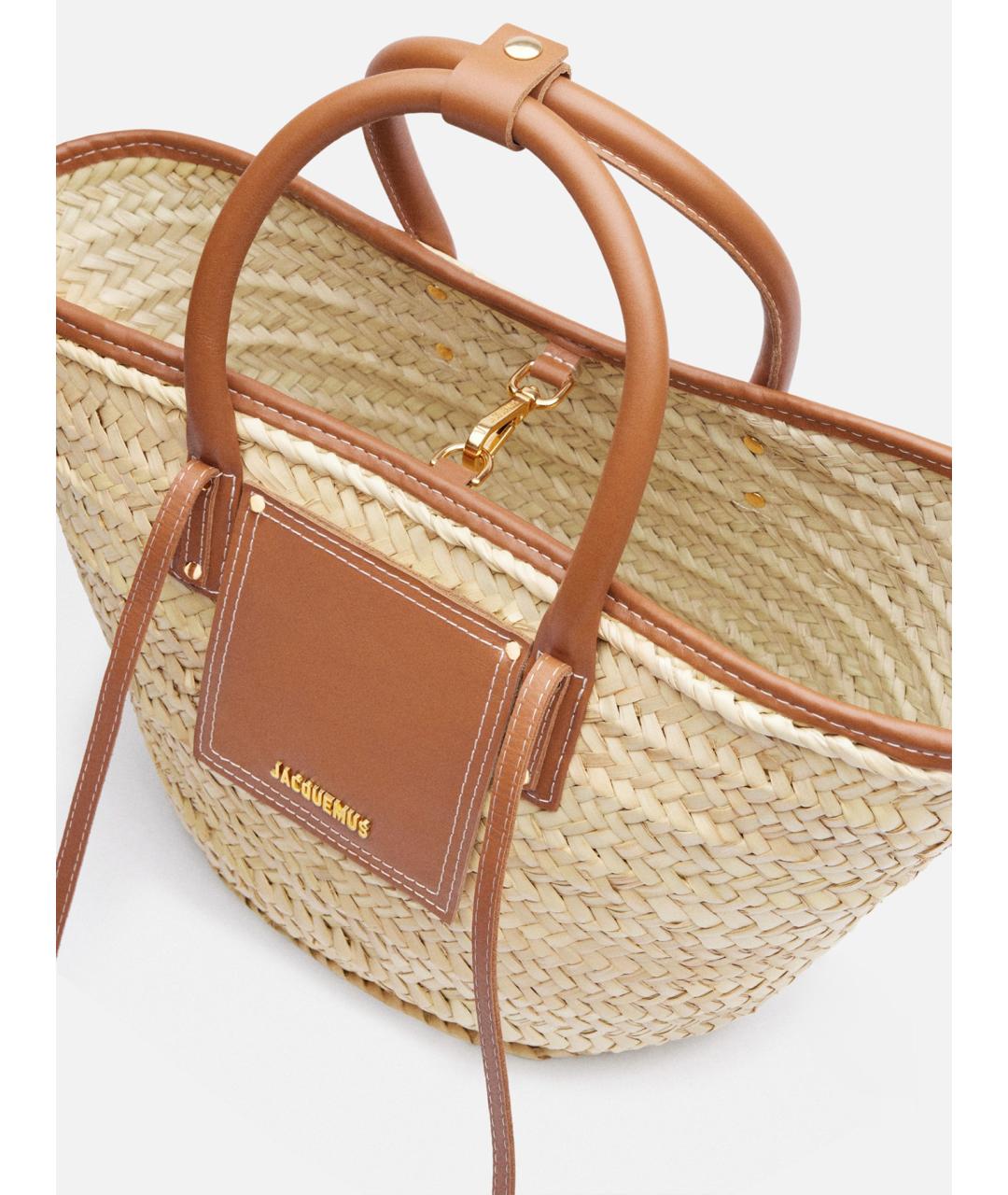 JACQUEMUS Бежевая пелетеная сумка тоут, фото 6