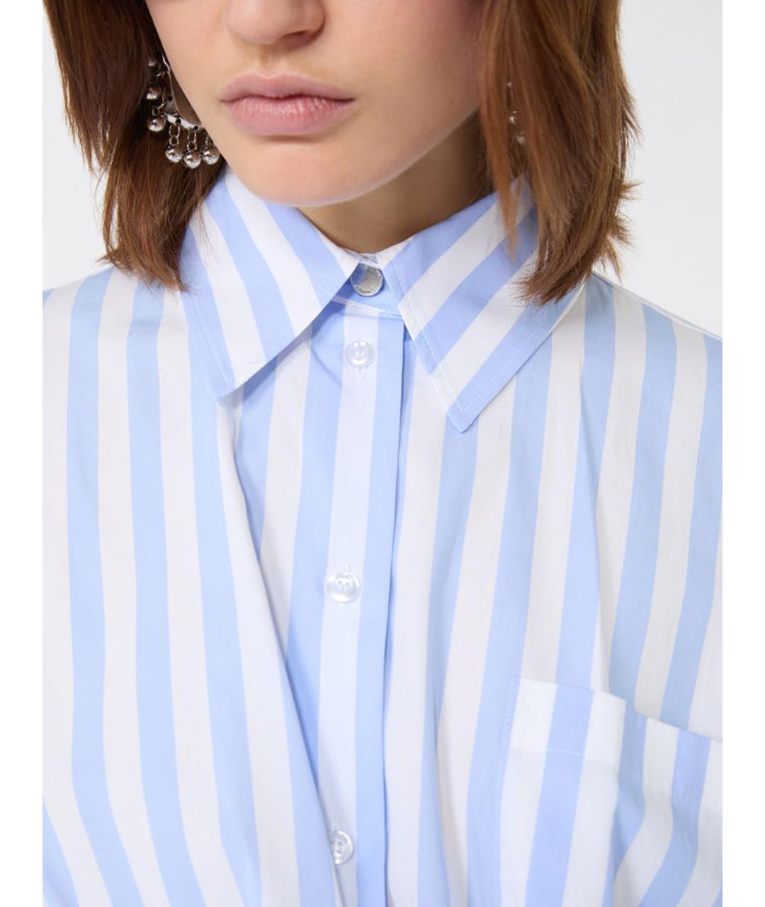 SPORTMAX Голубая хлопковая рубашка, фото 4