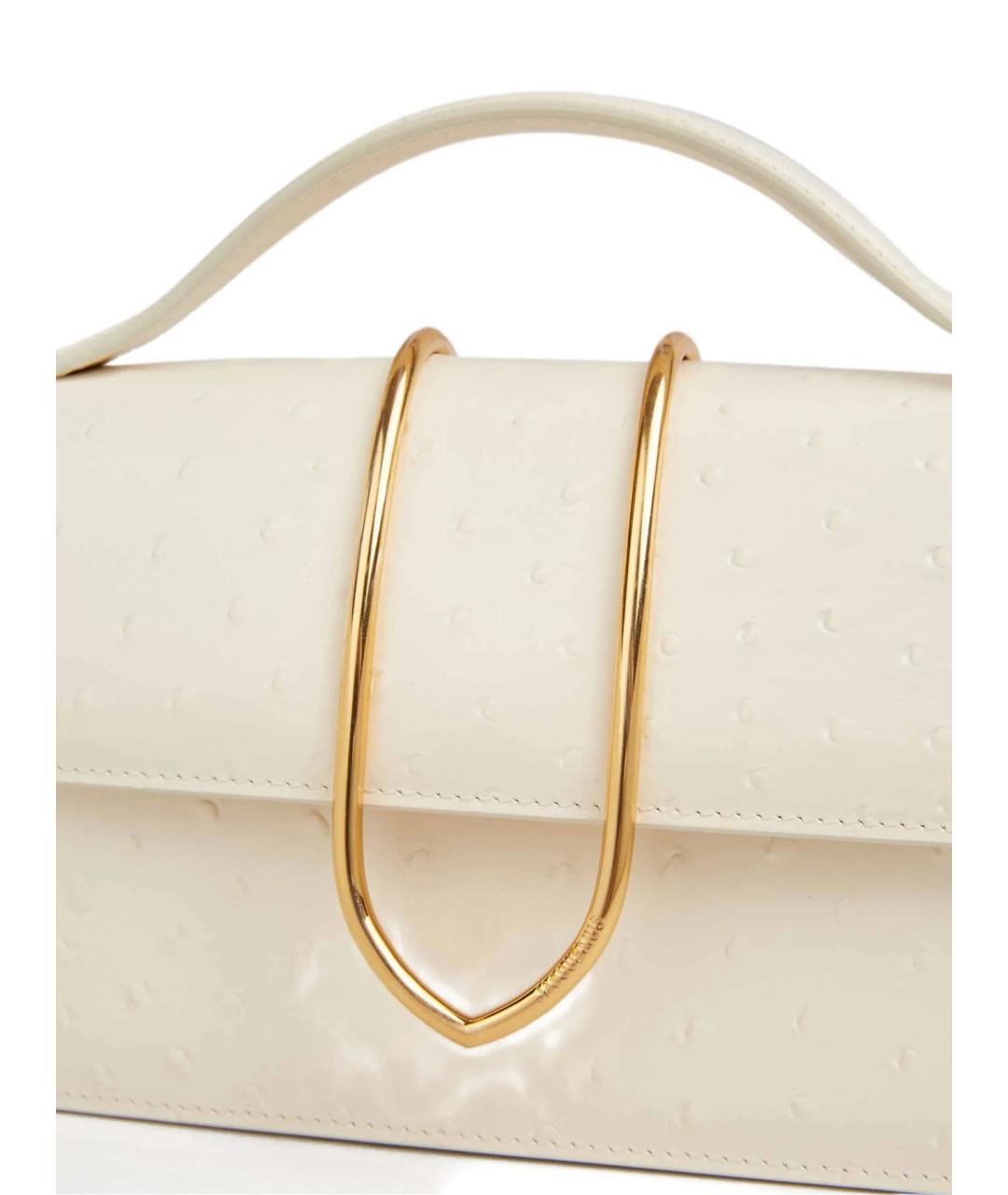 JACQUEMUS Бежевая кожаная сумка через плечо, фото 4