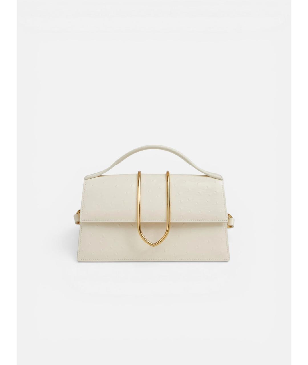 JACQUEMUS Бежевая кожаная сумка через плечо, фото 6