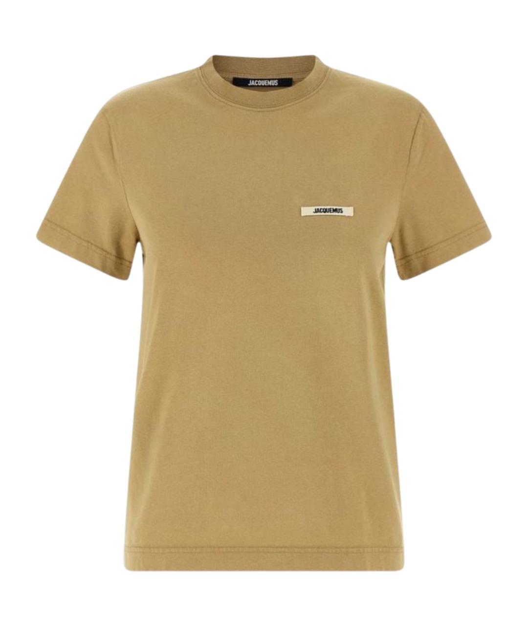 JACQUEMUS Бежевая хлопковая футболка, фото 1