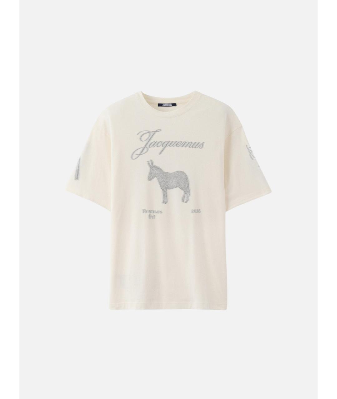 JACQUEMUS Бежевая хлопковая футболка, фото 3