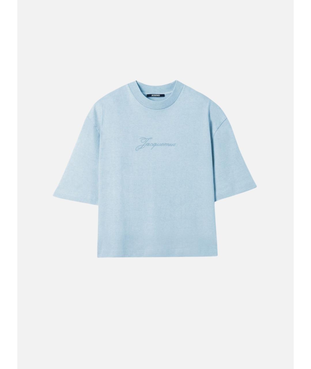 JACQUEMUS Голубая хлопковая футболка, фото 4