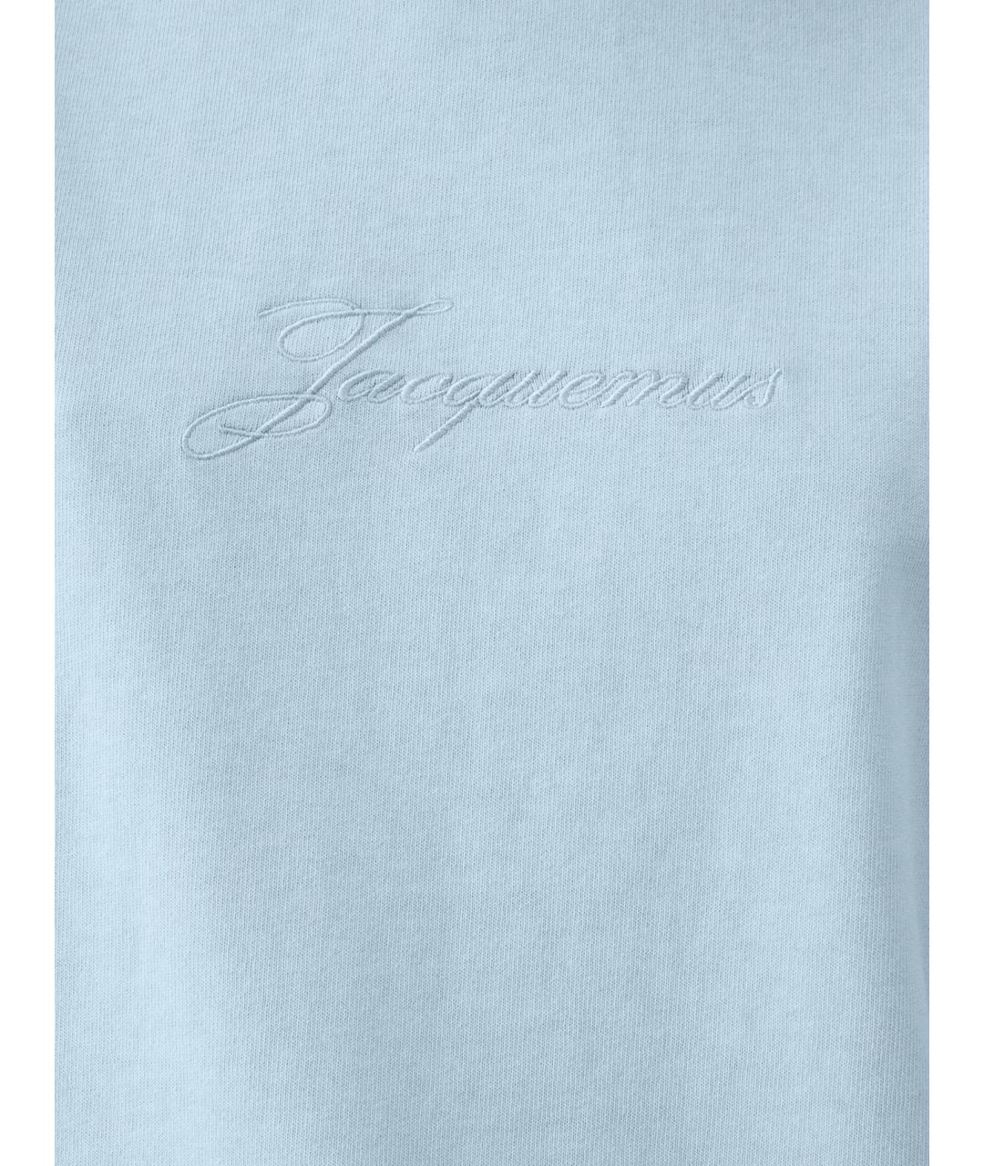 JACQUEMUS Голубая хлопковая футболка, фото 3