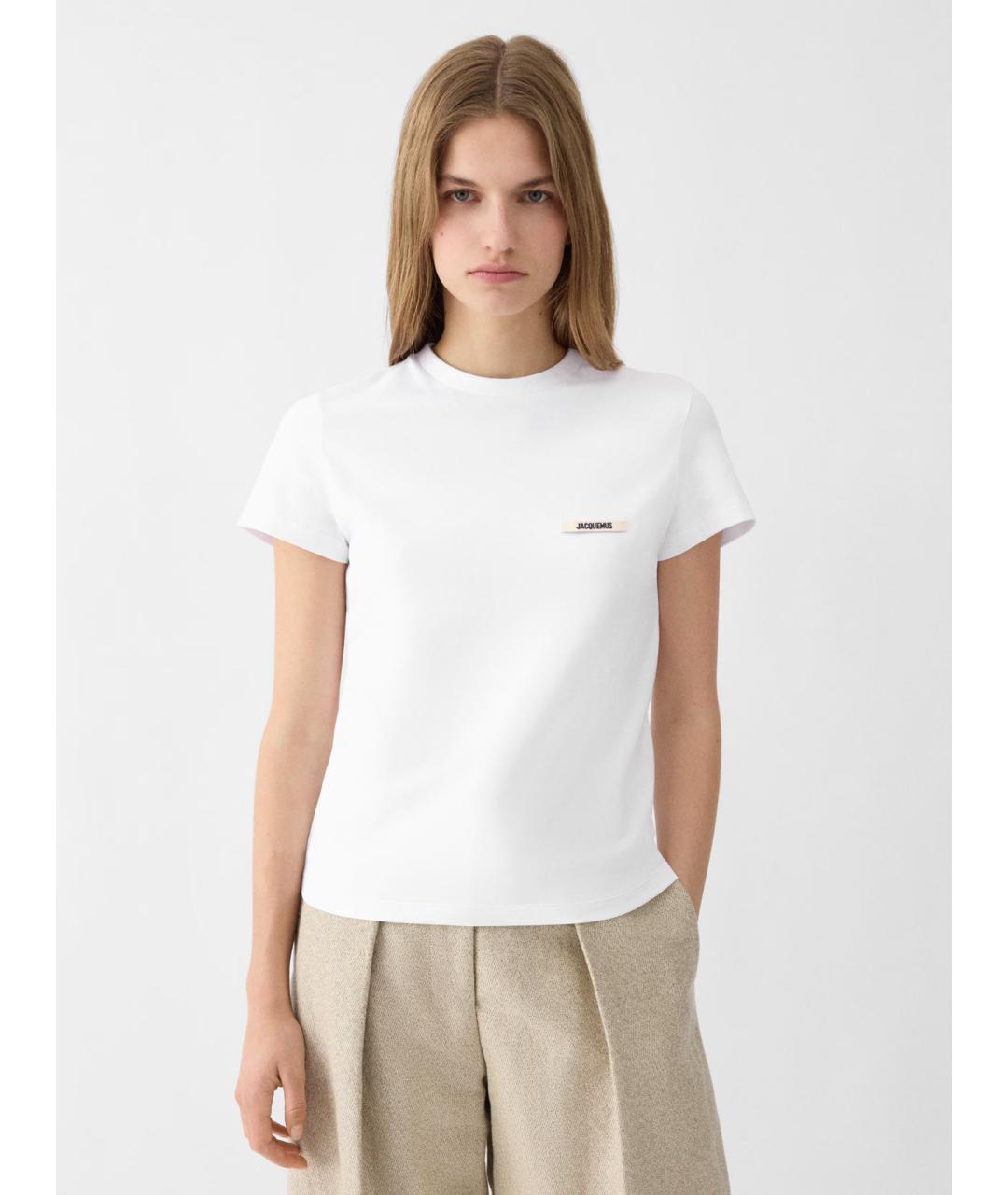 JACQUEMUS Белая хлопковая футболка, фото 2