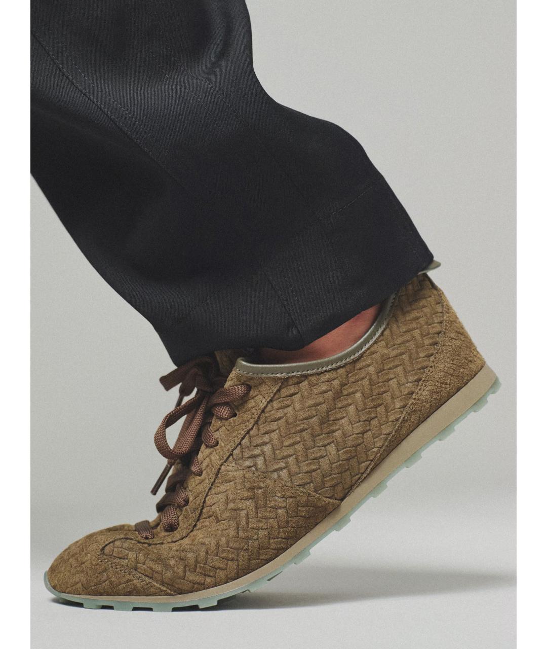 JACQUEMUS Хаки кожаные кроссовки, фото 3