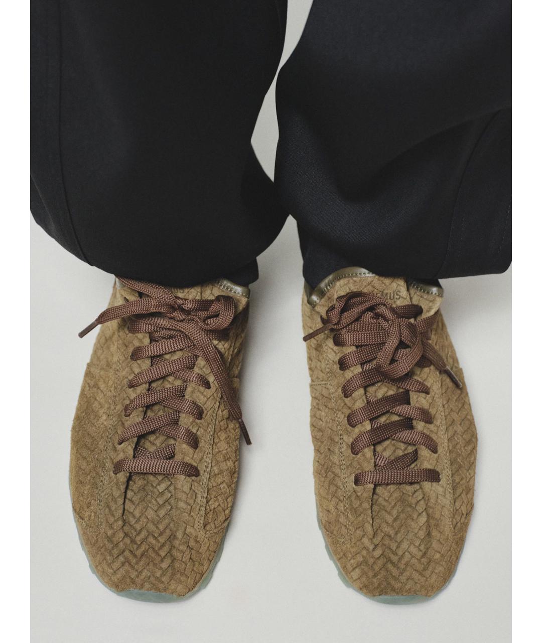 JACQUEMUS Хаки кожаные кроссовки, фото 2