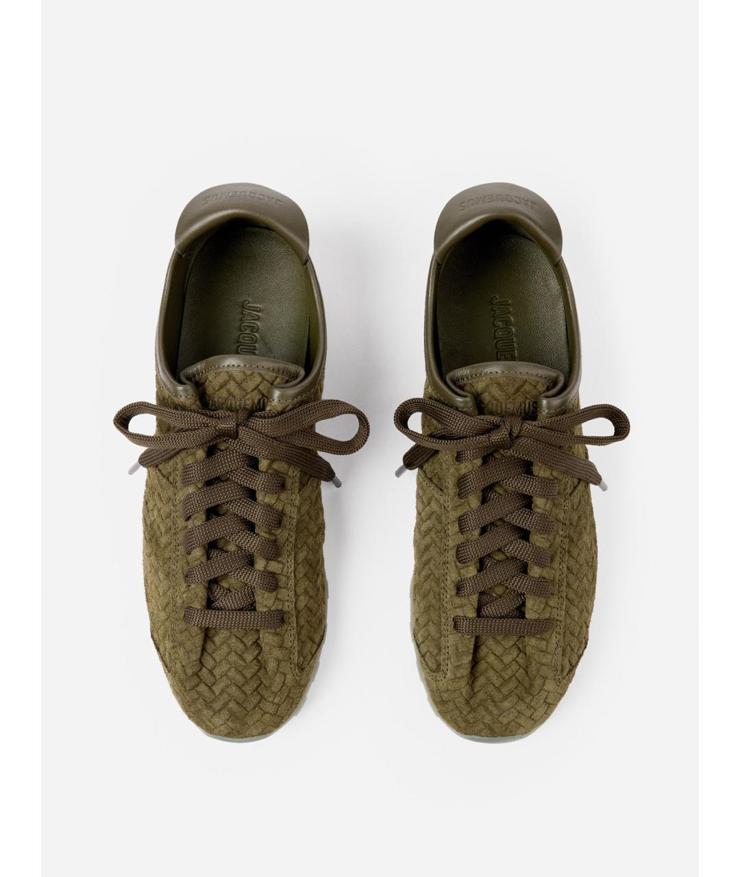 JACQUEMUS Хаки кожаные кроссовки, фото 5