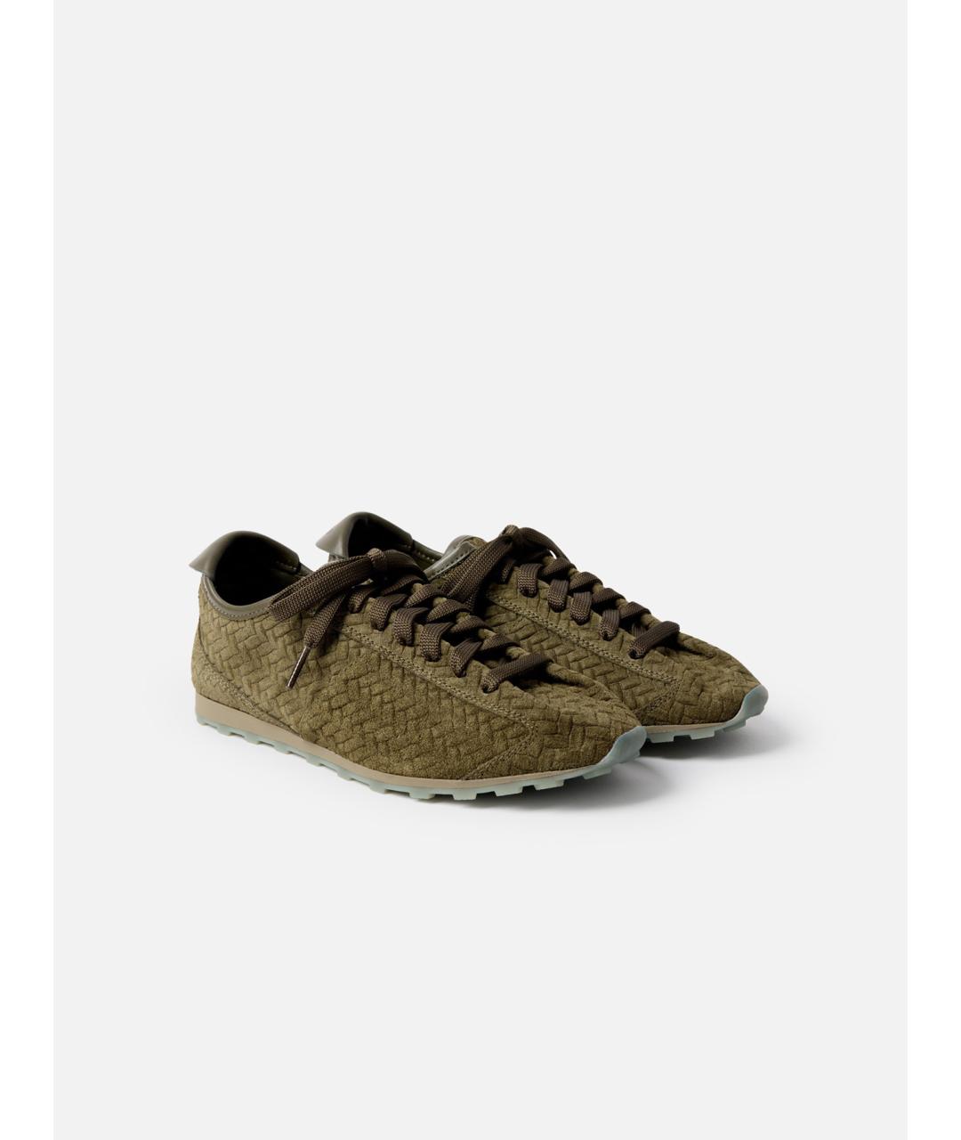 JACQUEMUS Хаки кожаные кроссовки, фото 4