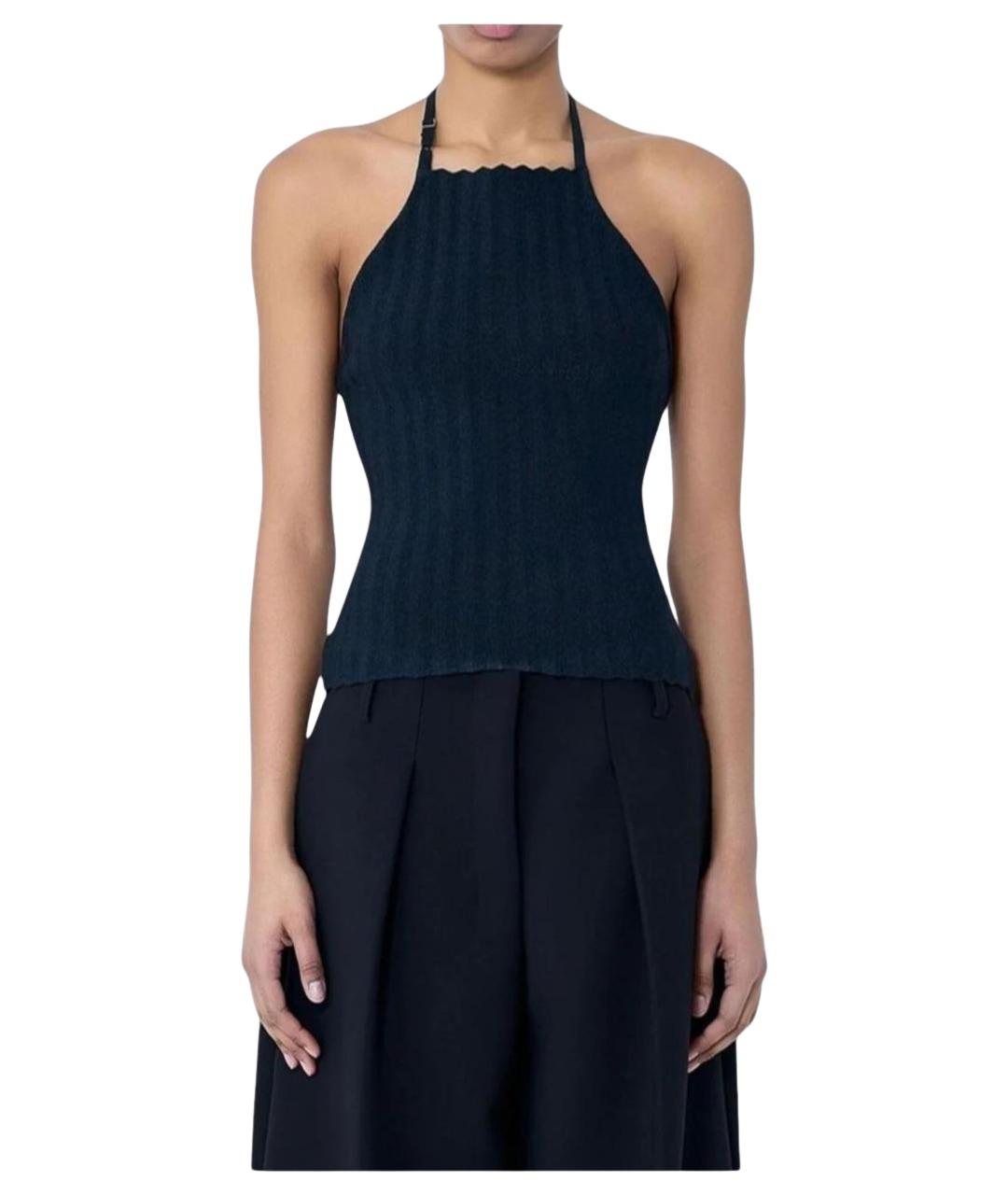 JACQUEMUS Темно-синяя вискозная майка, фото 1