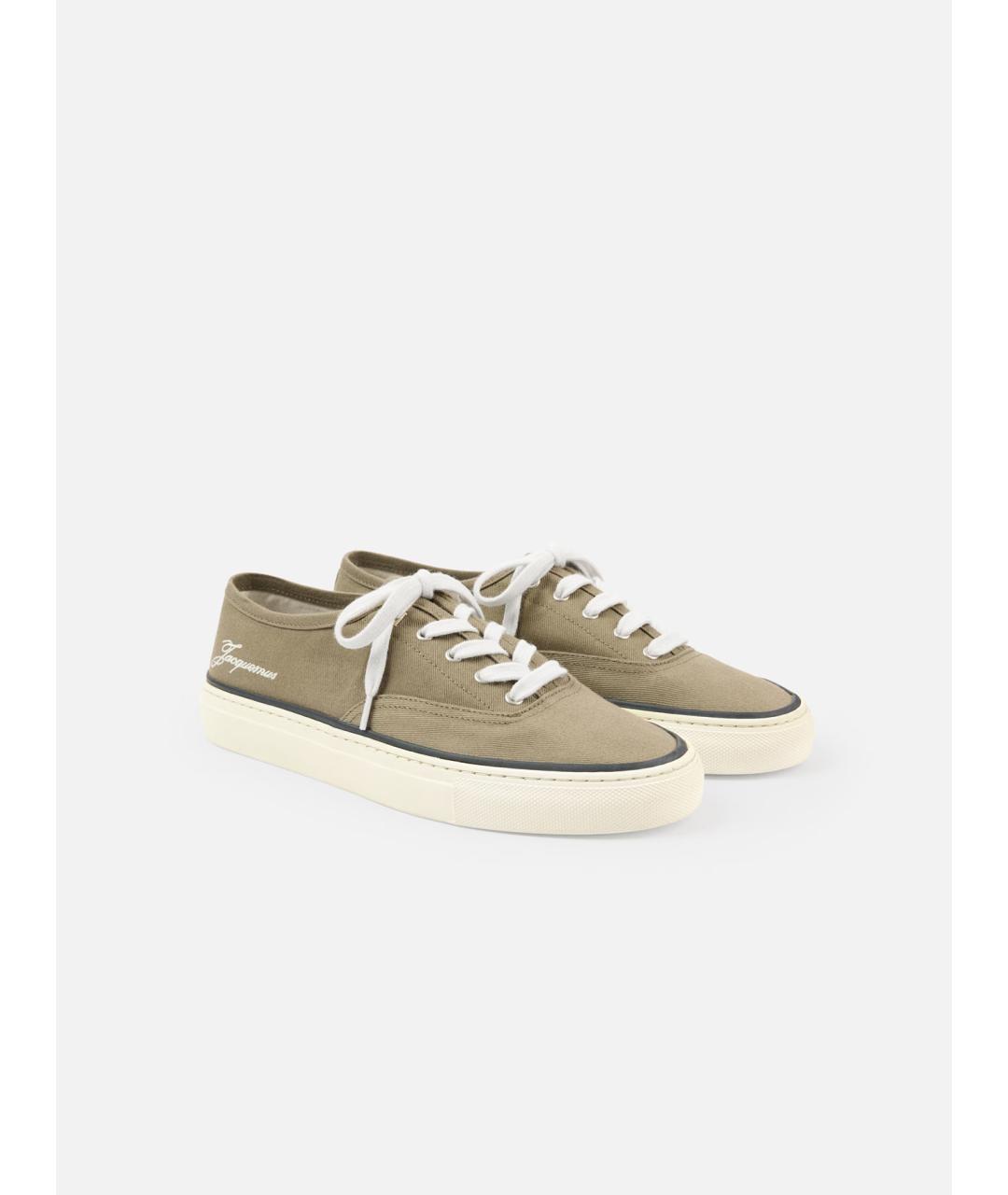 JACQUEMUS Хаки текстильные кеды, фото 3