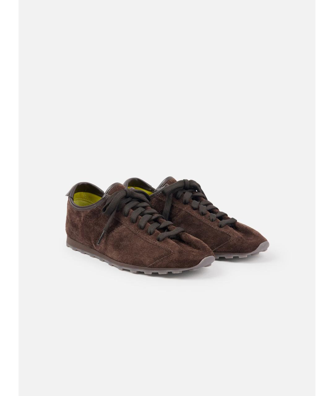 JACQUEMUS Коричневые кожаные кроссовки, фото 3