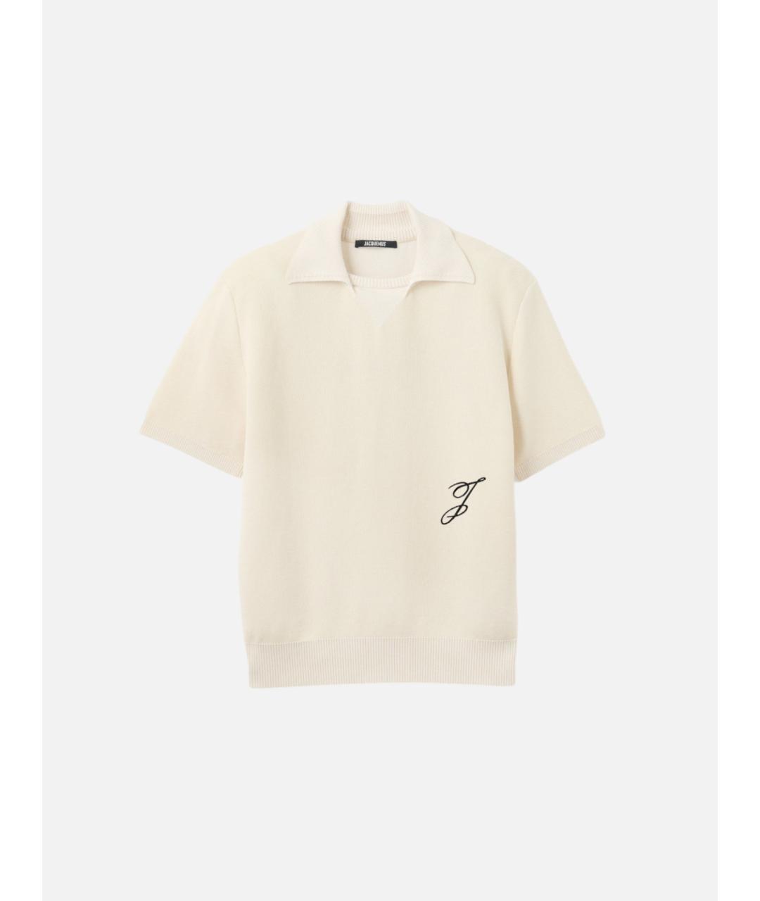 JACQUEMUS Бежевая хлопковая футболка, фото 7