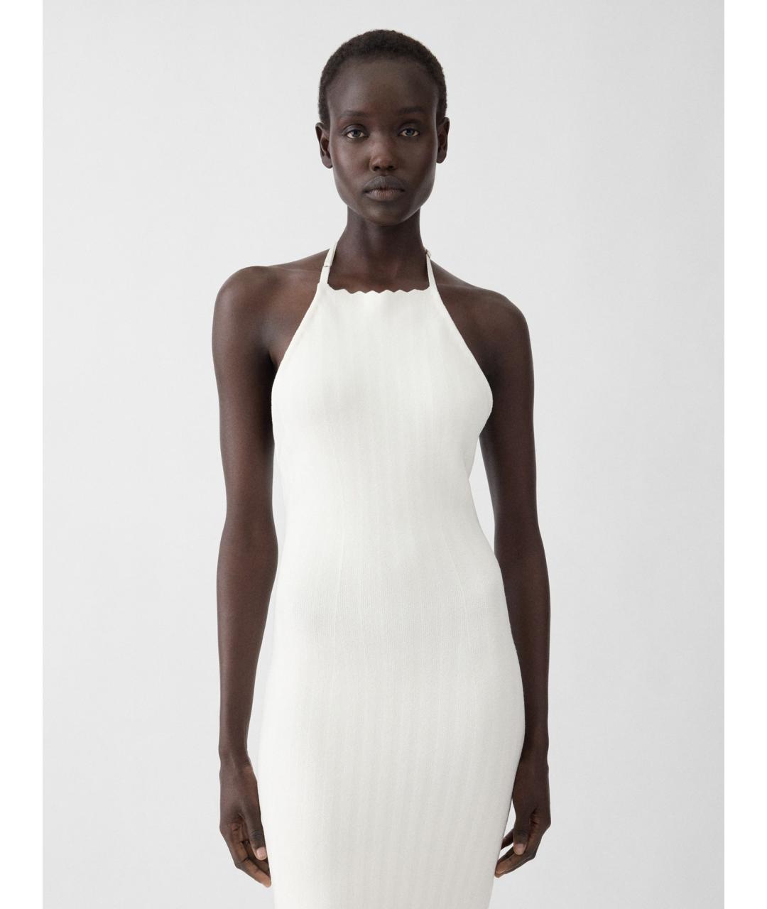 JACQUEMUS Белое вискозное коктейльное платье, фото 4