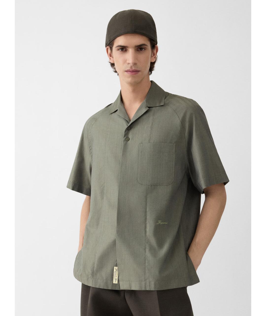 JACQUEMUS Зеленая хлопковая кэжуал рубашка, фото 3