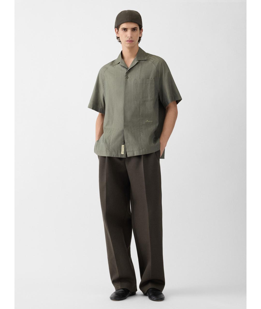 JACQUEMUS Зеленая хлопковая кэжуал рубашка, фото 2