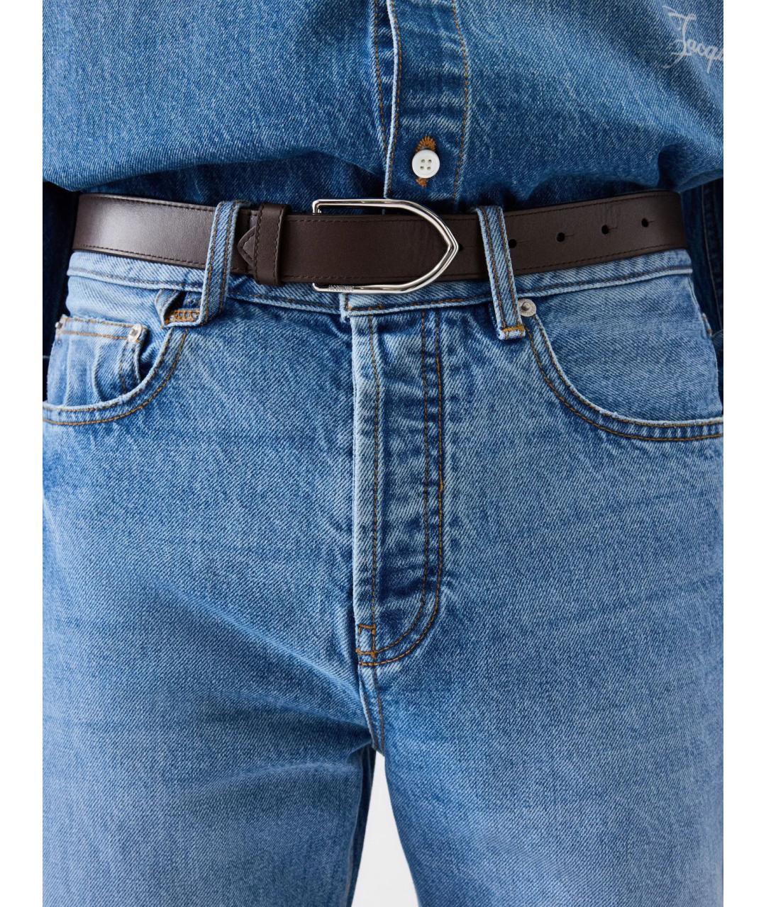 JACQUEMUS Синие хлопковые прямые джинсы, фото 5