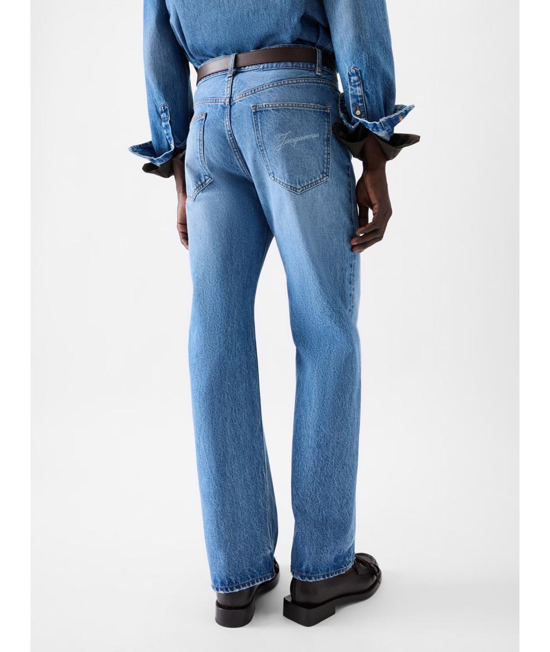 JACQUEMUS Синие хлопковые прямые джинсы, фото 4