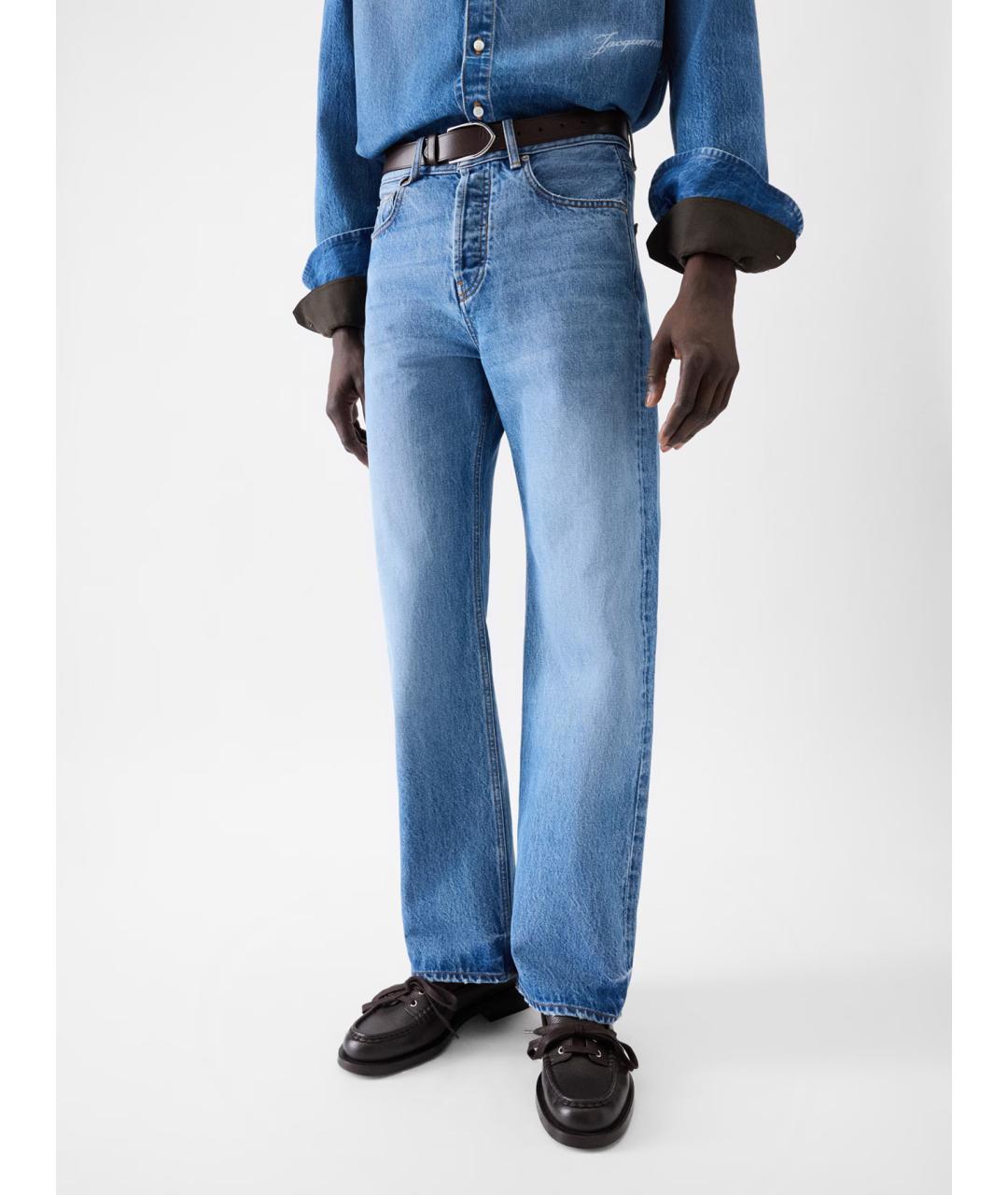 JACQUEMUS Синие хлопковые прямые джинсы, фото 3