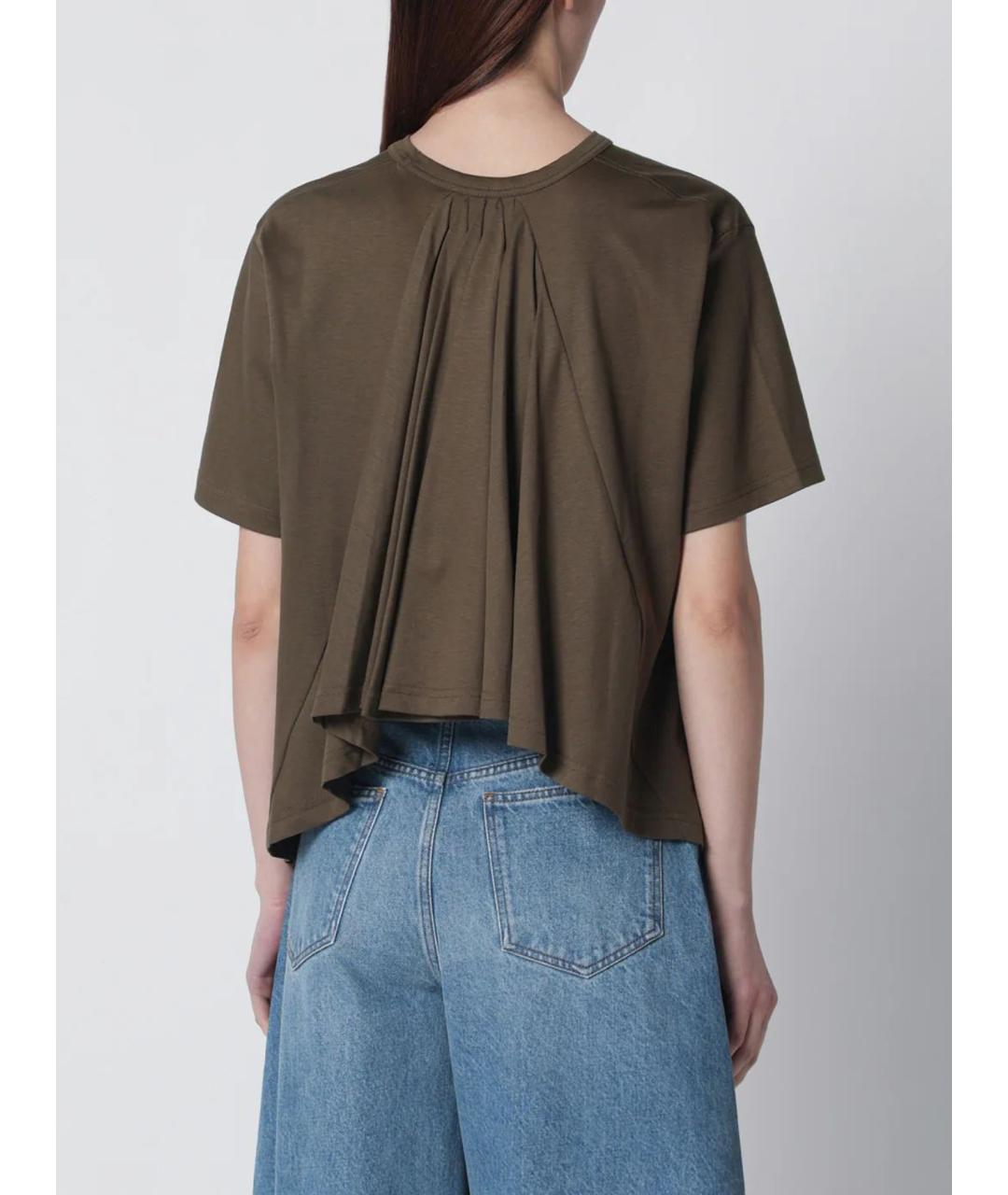 JACQUEMUS Хаки хлопковая футболка, фото 3