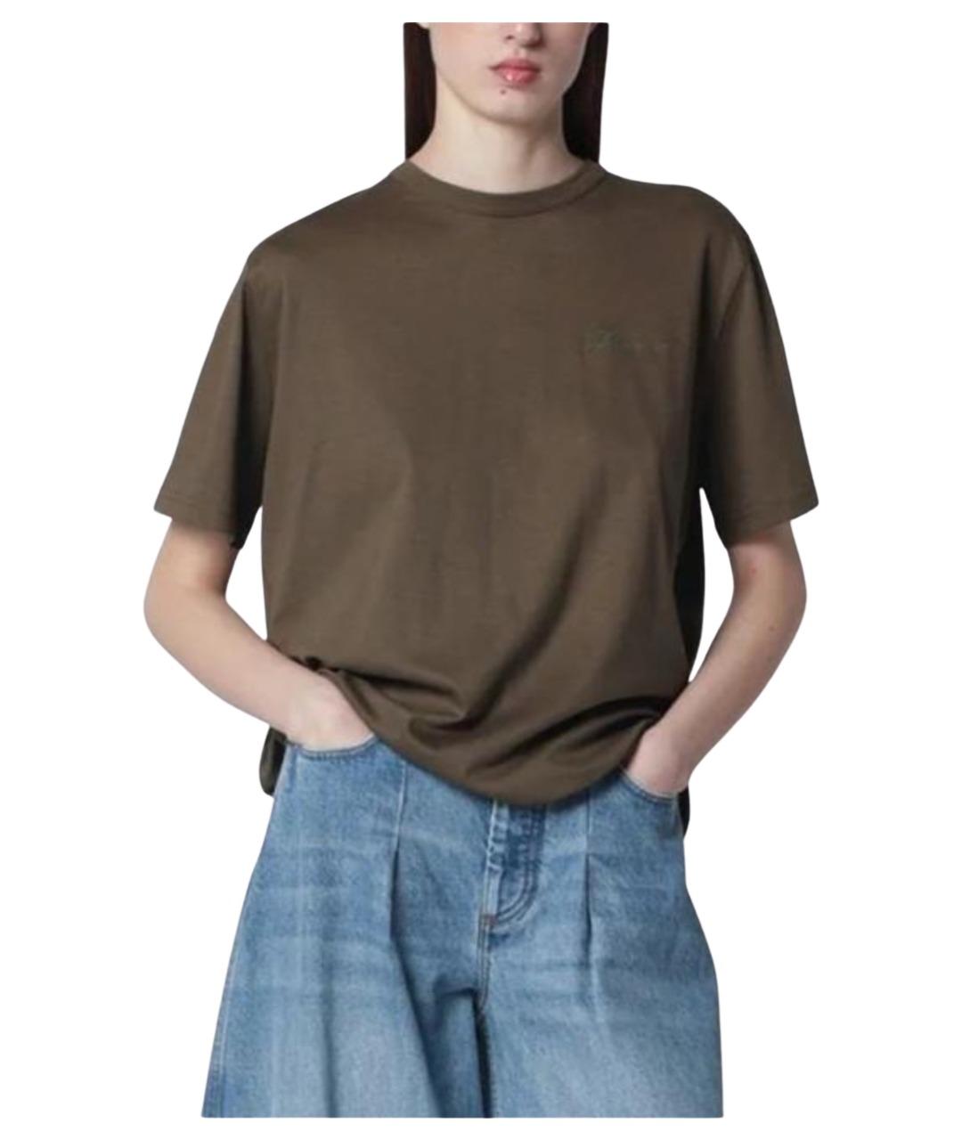 JACQUEMUS Хаки хлопковая футболка, фото 1