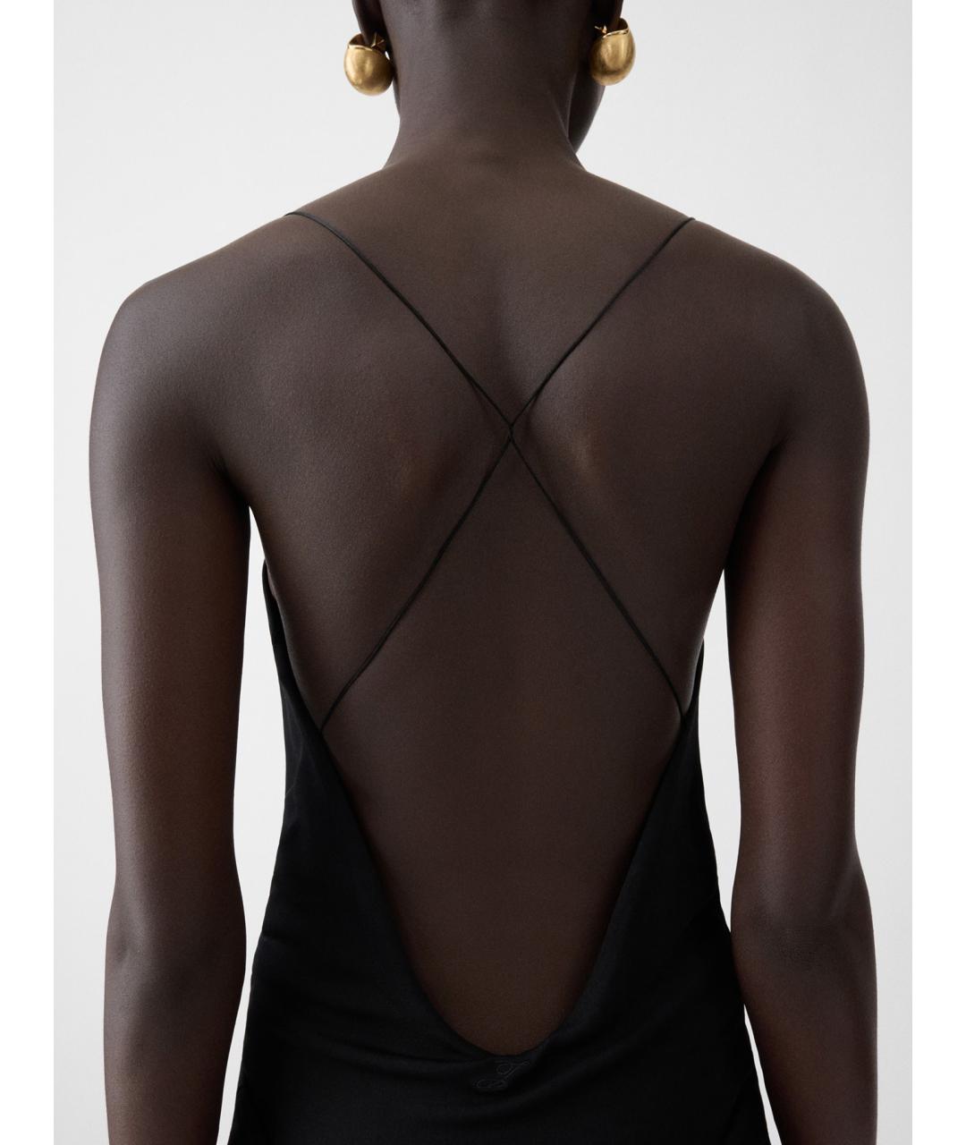 JACQUEMUS Черное вискозное коктейльное платье, фото 5