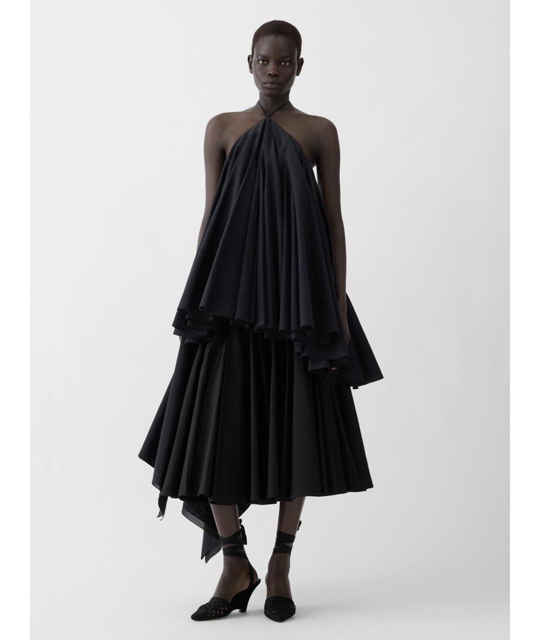JACQUEMUS Черное хлопковое коктейльное платье, фото 3