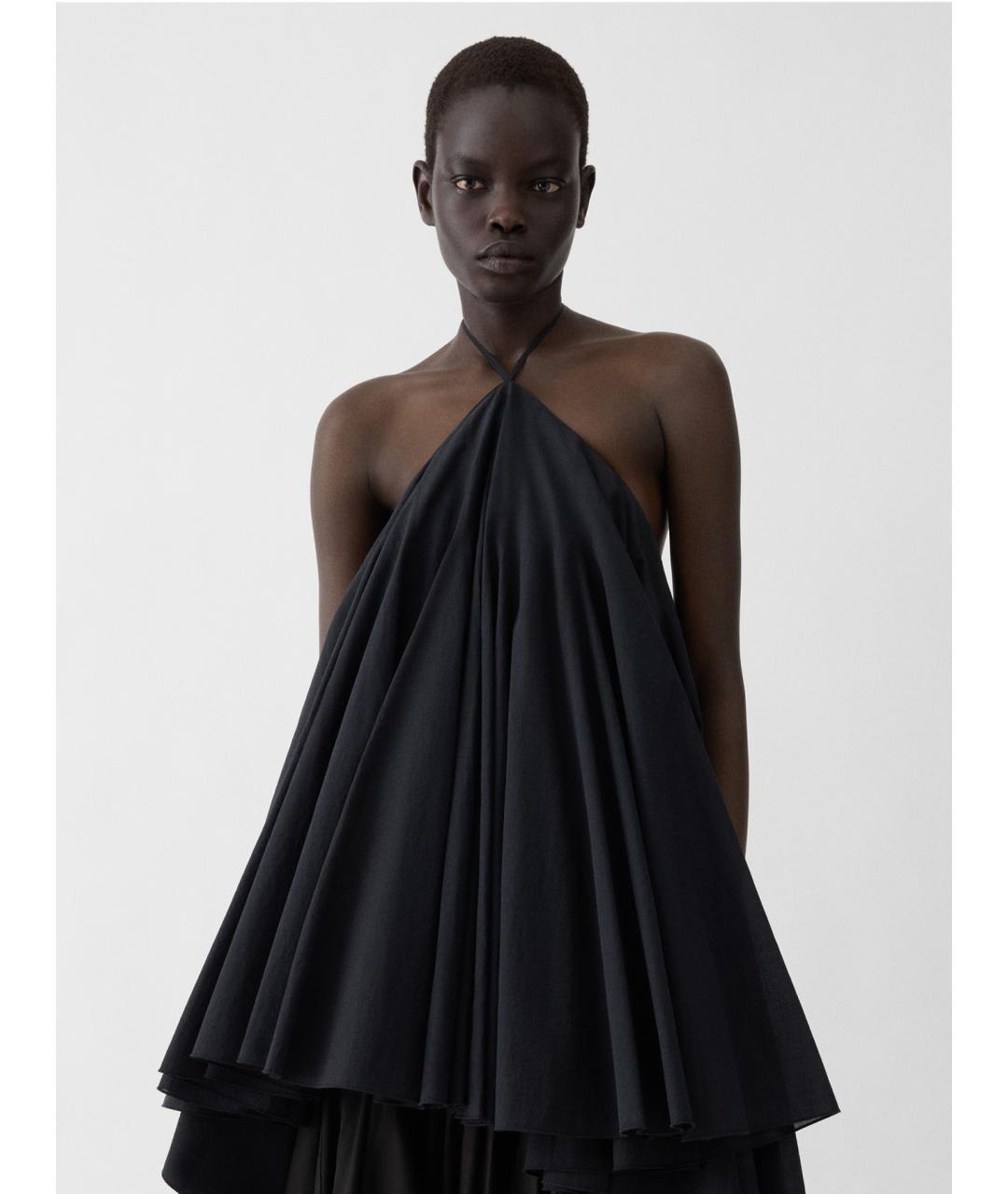 JACQUEMUS Черное хлопковое коктейльное платье, фото 5