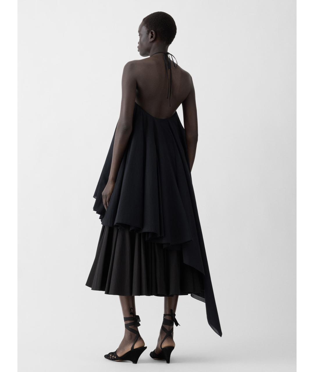 JACQUEMUS Черное хлопковое коктейльное платье, фото 4