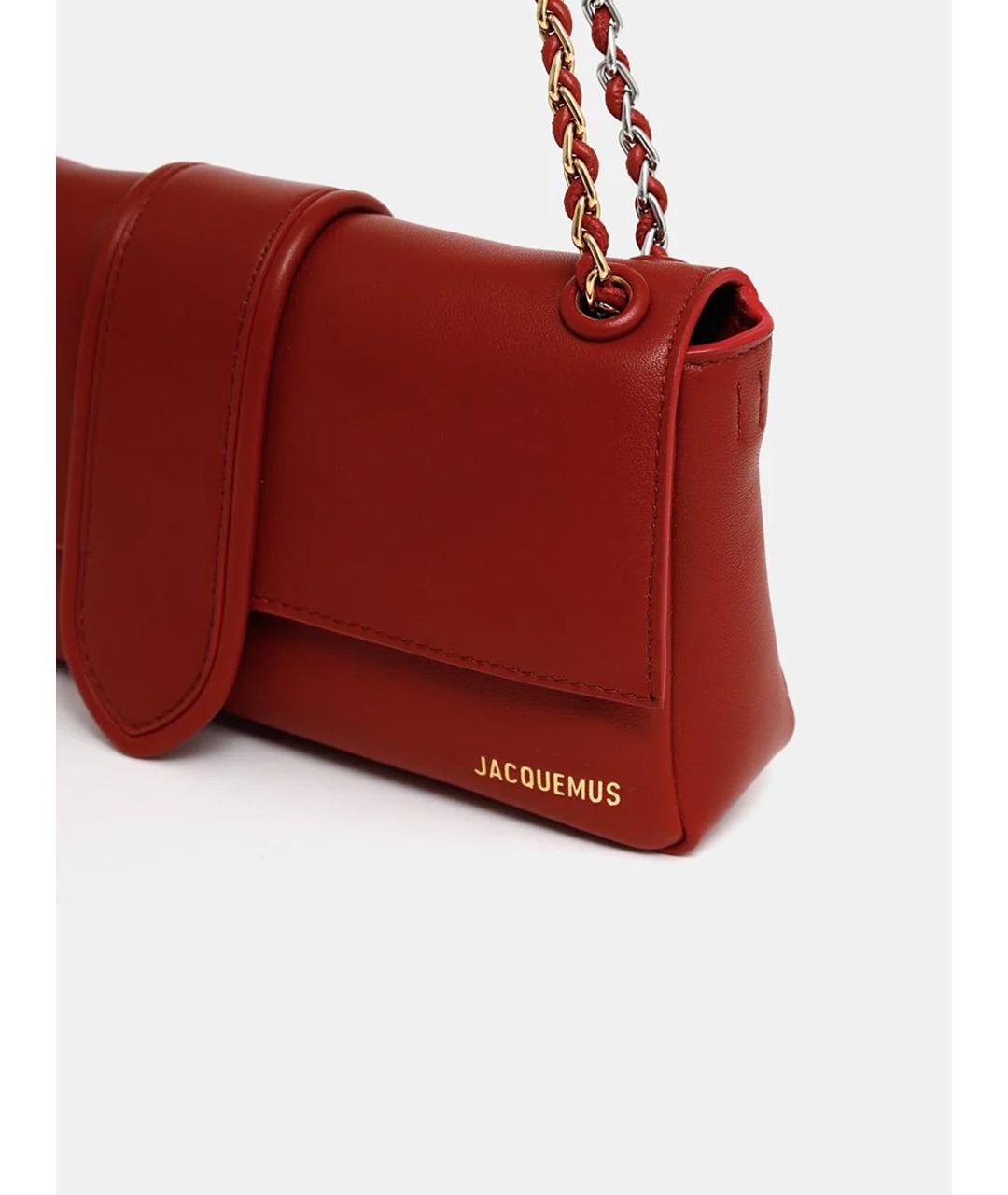 JACQUEMUS Красная кожаная сумка через плечо, фото 2