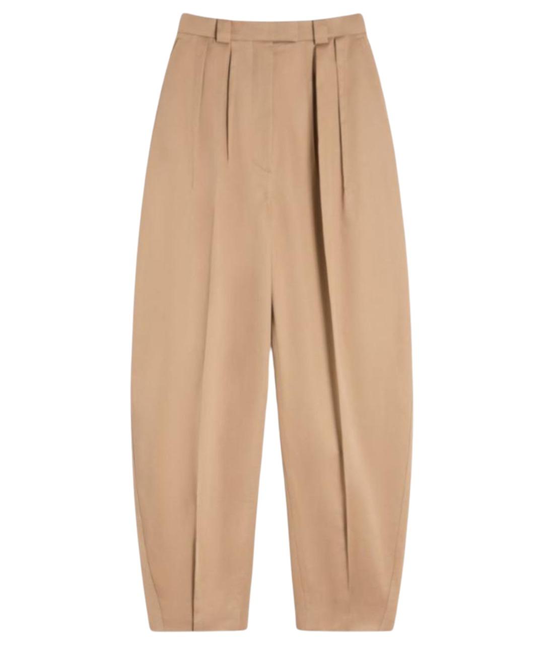 SPORTMAX Бежевые хлопковые прямые брюки, фото 1