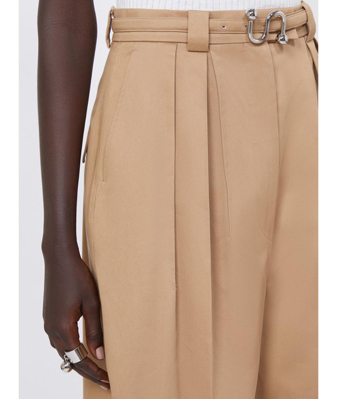 SPORTMAX Бежевые хлопковые прямые брюки, фото 3