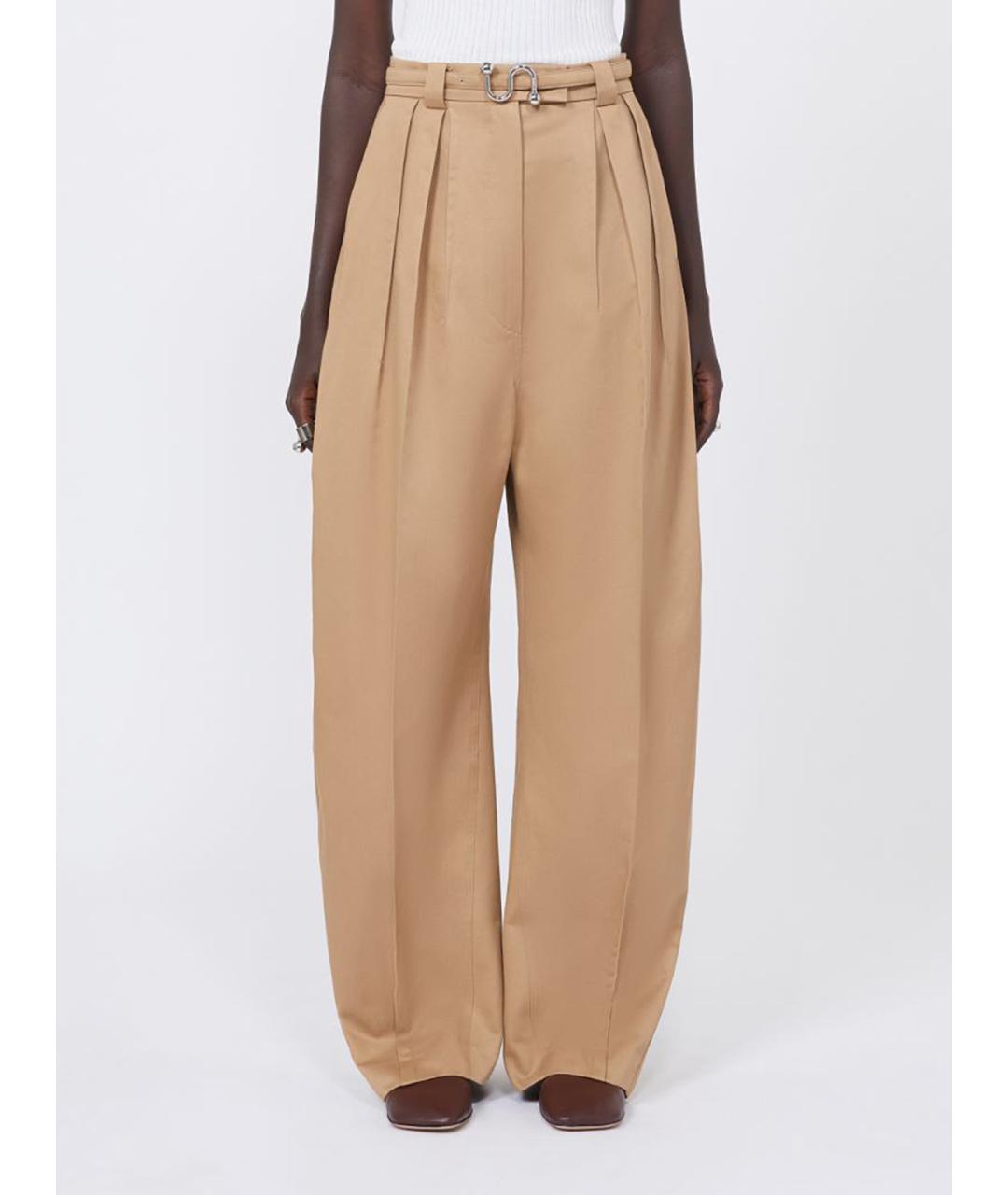 SPORTMAX Бежевые хлопковые прямые брюки, фото 5