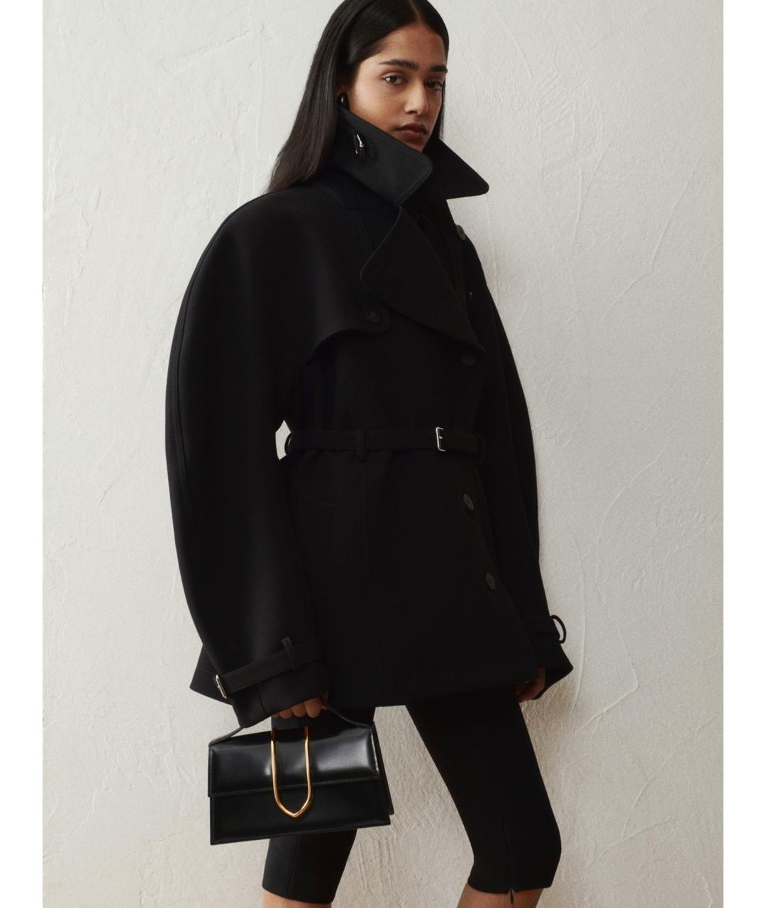 JACQUEMUS Черная кожаная сумка через плечо, фото 2