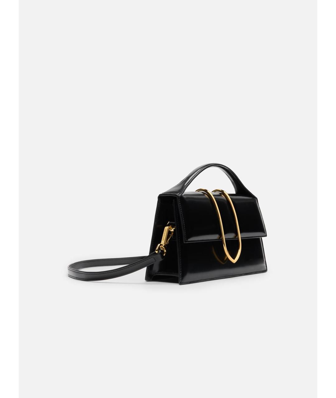 JACQUEMUS Черная кожаная сумка через плечо, фото 4