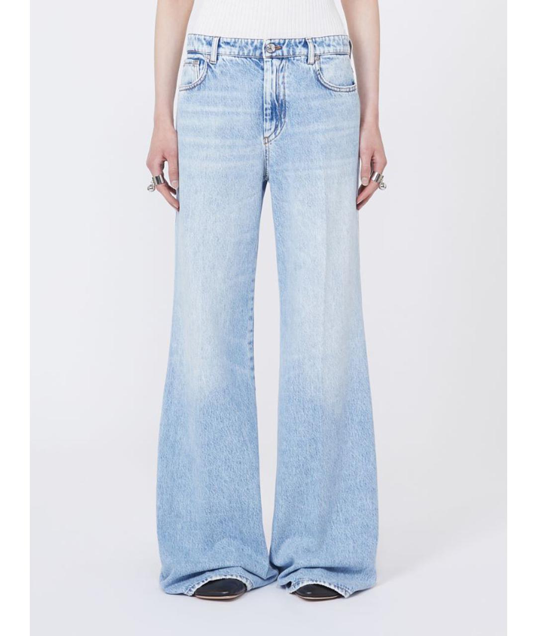 SPORTMAX Голубые хлопковые джинсы клеш, фото 3