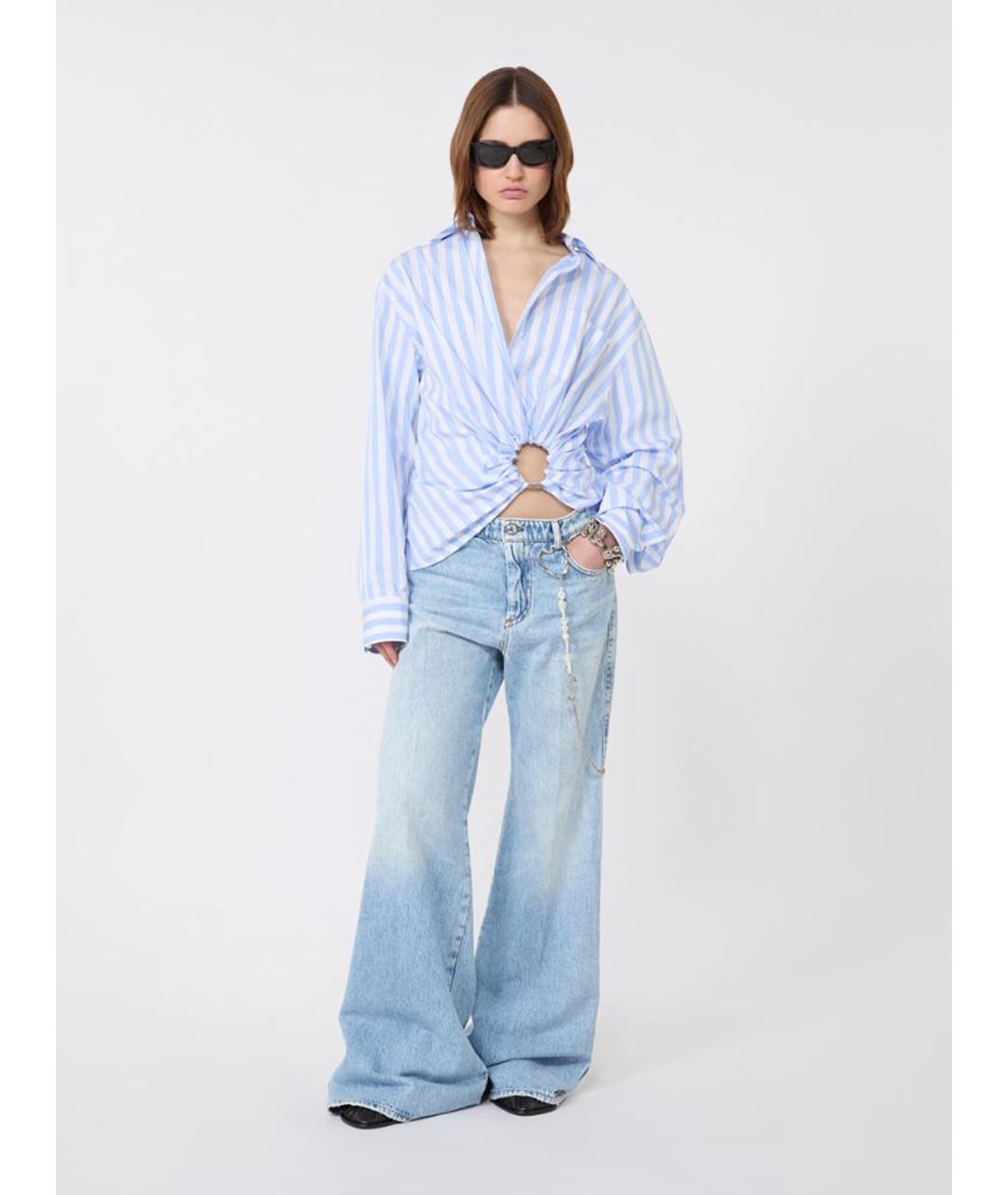 SPORTMAX Голубые хлопковые джинсы клеш, фото 2