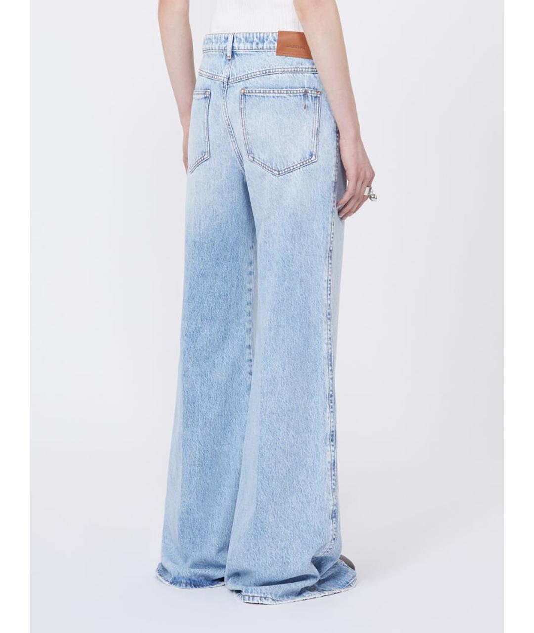 SPORTMAX Голубые хлопковые джинсы клеш, фото 4