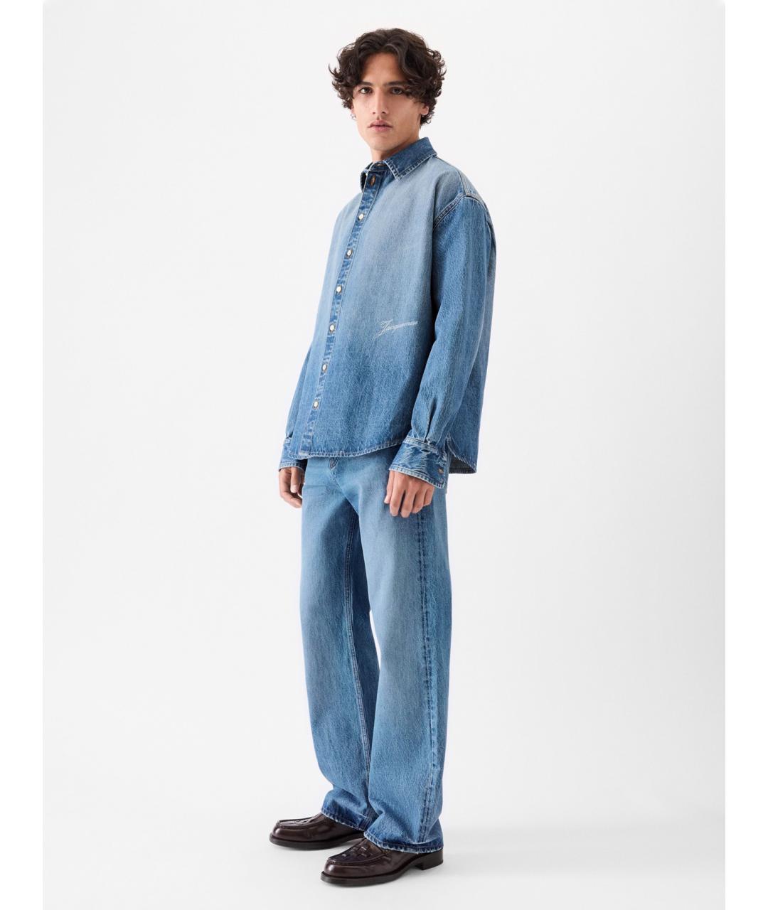 JACQUEMUS Синяя хлопковая кэжуал рубашка, фото 2