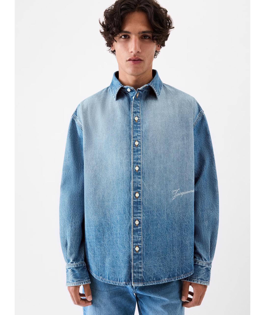JACQUEMUS Синяя хлопковая кэжуал рубашка, фото 3