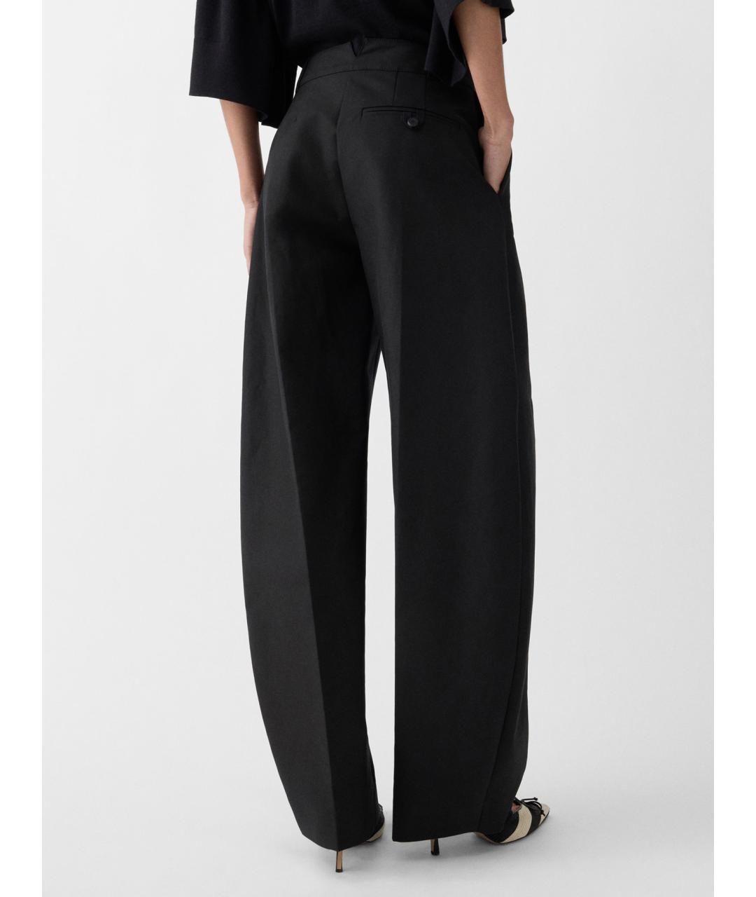 JACQUEMUS Черные хлопковые брюки широкие, фото 4