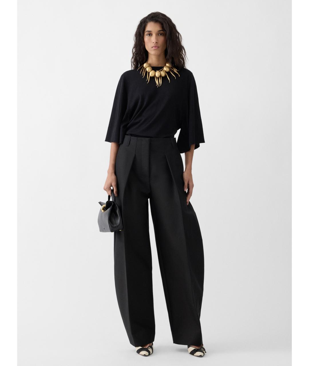 JACQUEMUS Черные хлопковые брюки широкие, фото 2