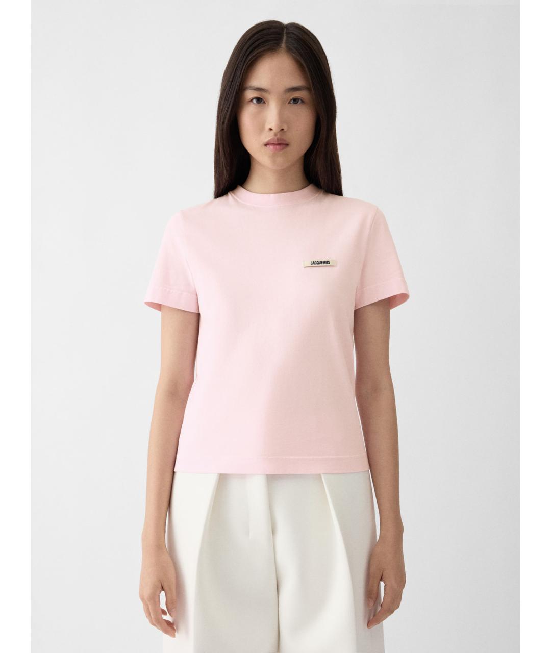 JACQUEMUS Розовая хлопковая футболка, фото 2