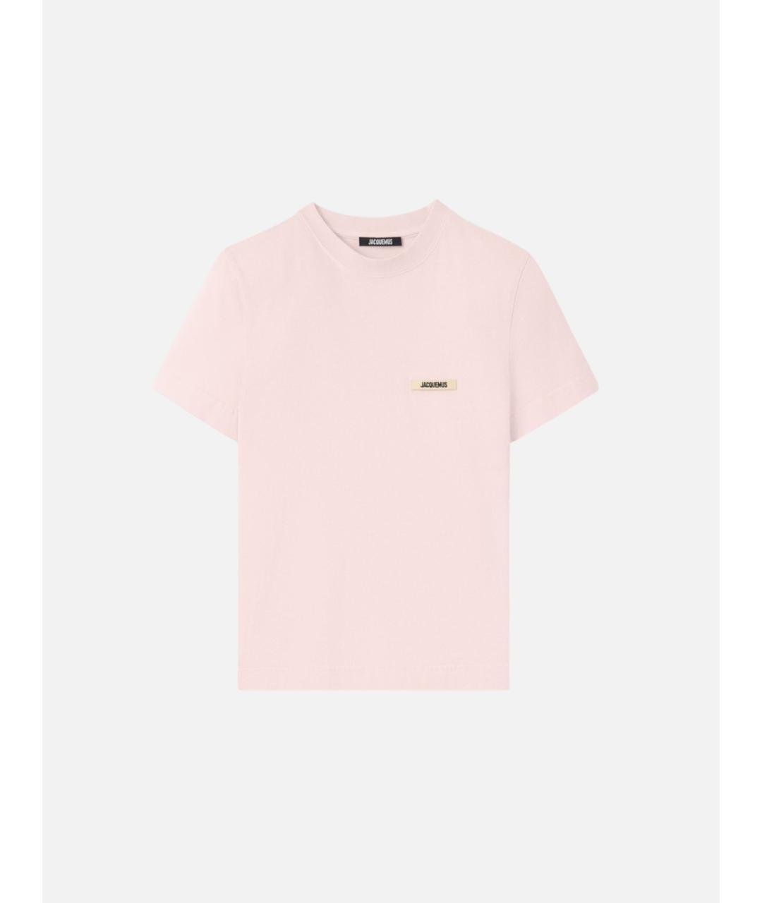 JACQUEMUS Розовая хлопковая футболка, фото 4
